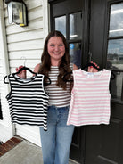 Haven Stripe Tank Top-Fashion Tops-Podos Boutique, a Women's Fashion Boutique Located in Calera, AL