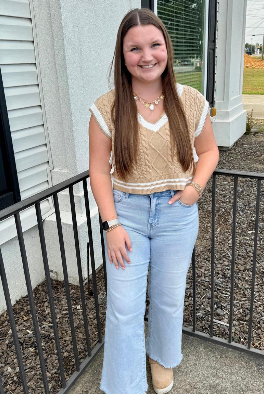 The Luxe Tie Sweater Vest-Sweaters-Podos Boutique, a Women's Fashion Boutique Located in Calera, AL