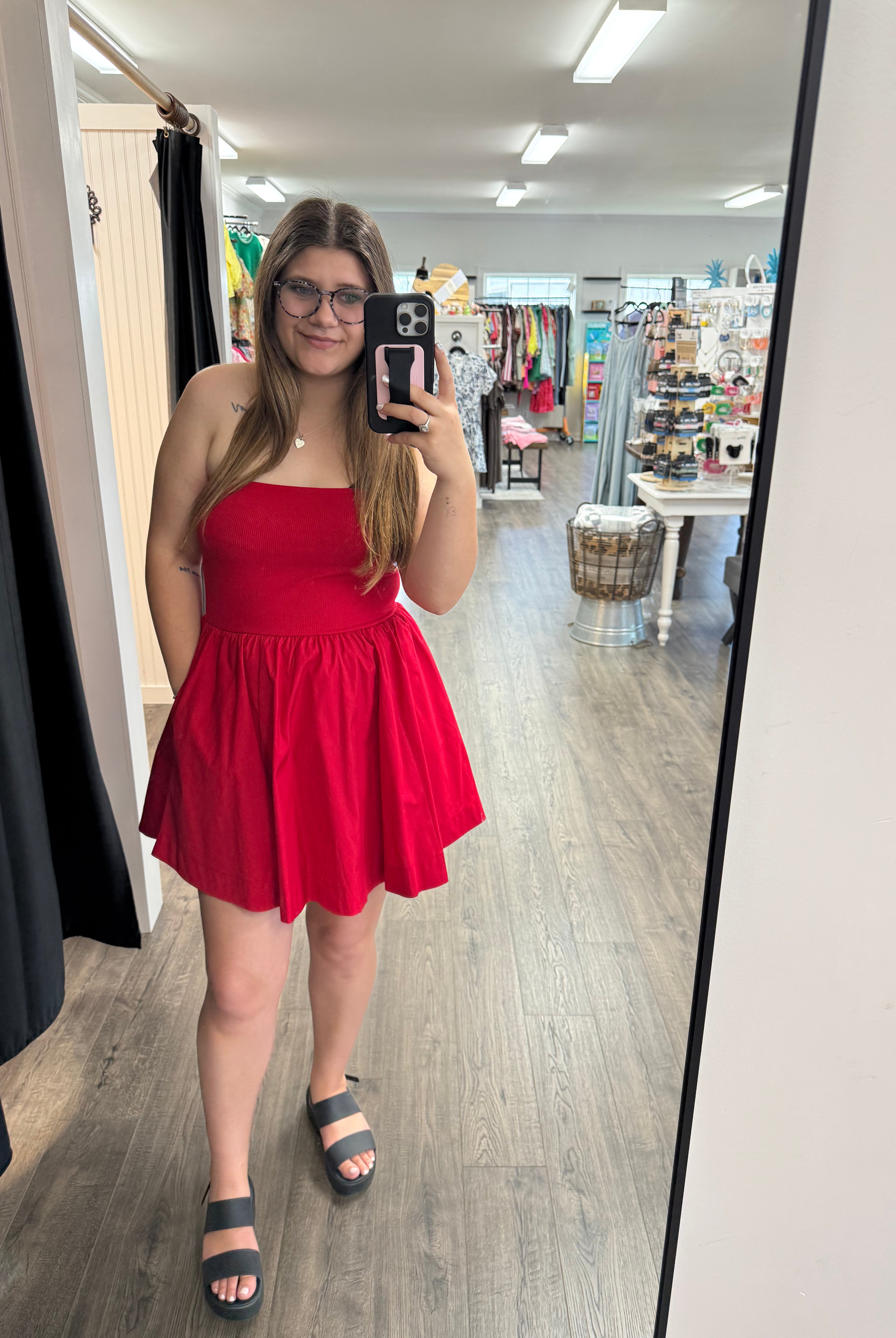 Fit & Flare Mini Dress-Short Dresses-Podos Boutique, a Women's Fashion Boutique Located in Calera, AL