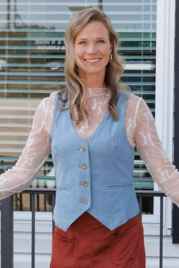 Layered in Denim-Vests-Podos Boutique, a Women's Fashion Boutique Located in Calera, AL