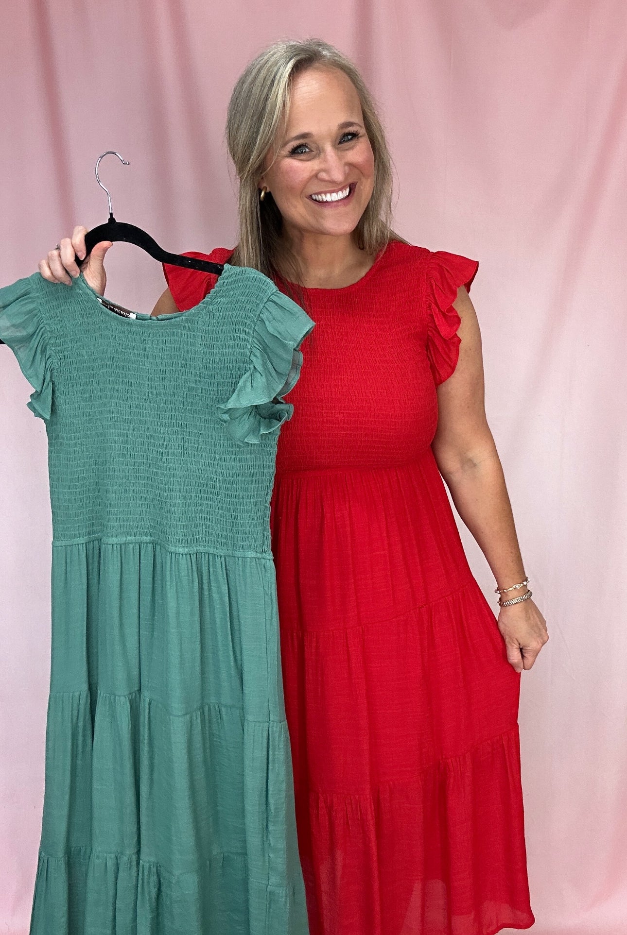 Smocked Midi Dress-Midi Dresses-Podos Boutique, a Women's Fashion Boutique Located in Calera, AL