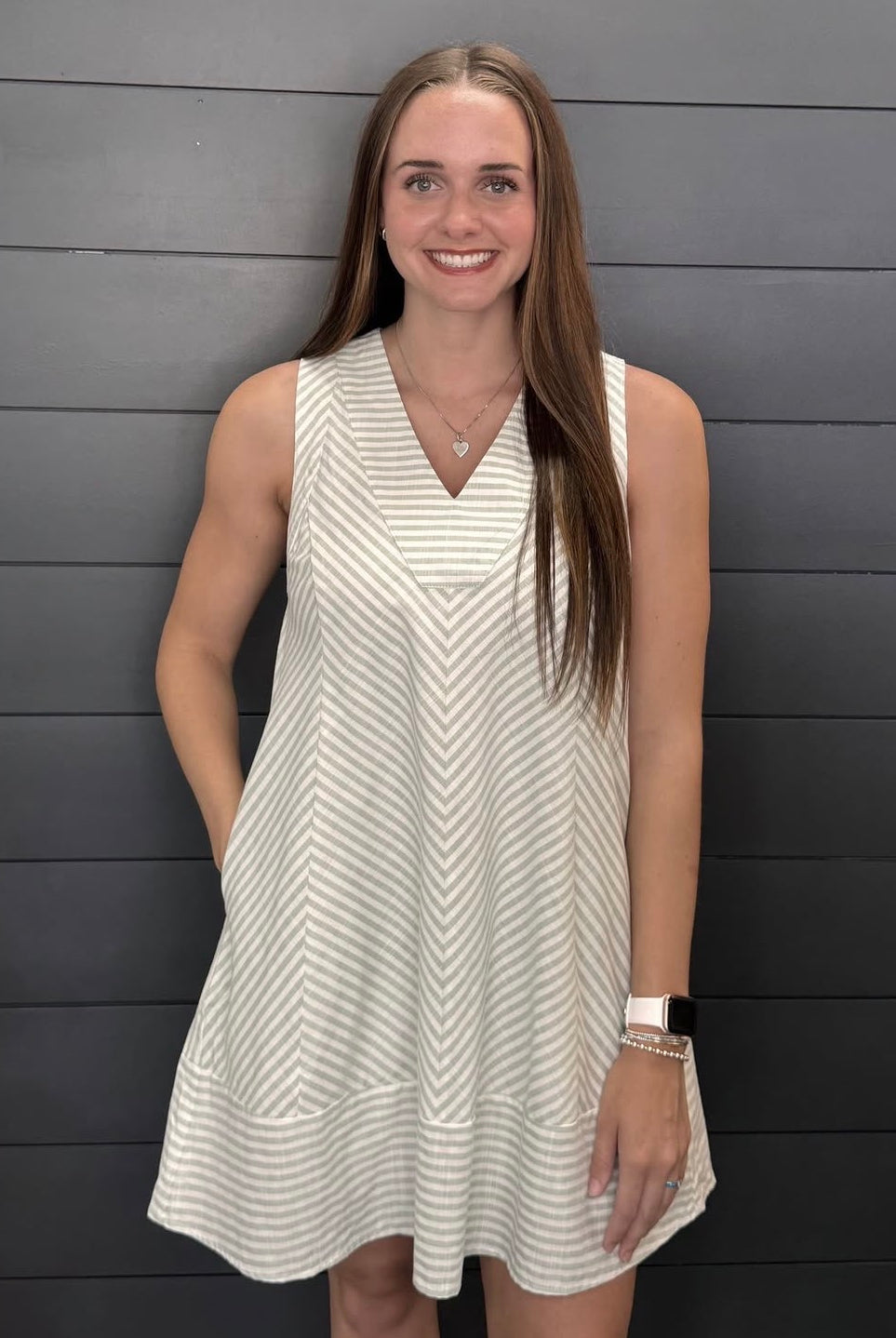 Sunday Stripes Dress-Short Dresses-Podos Boutique, a Women's Fashion Boutique Located in Calera, AL