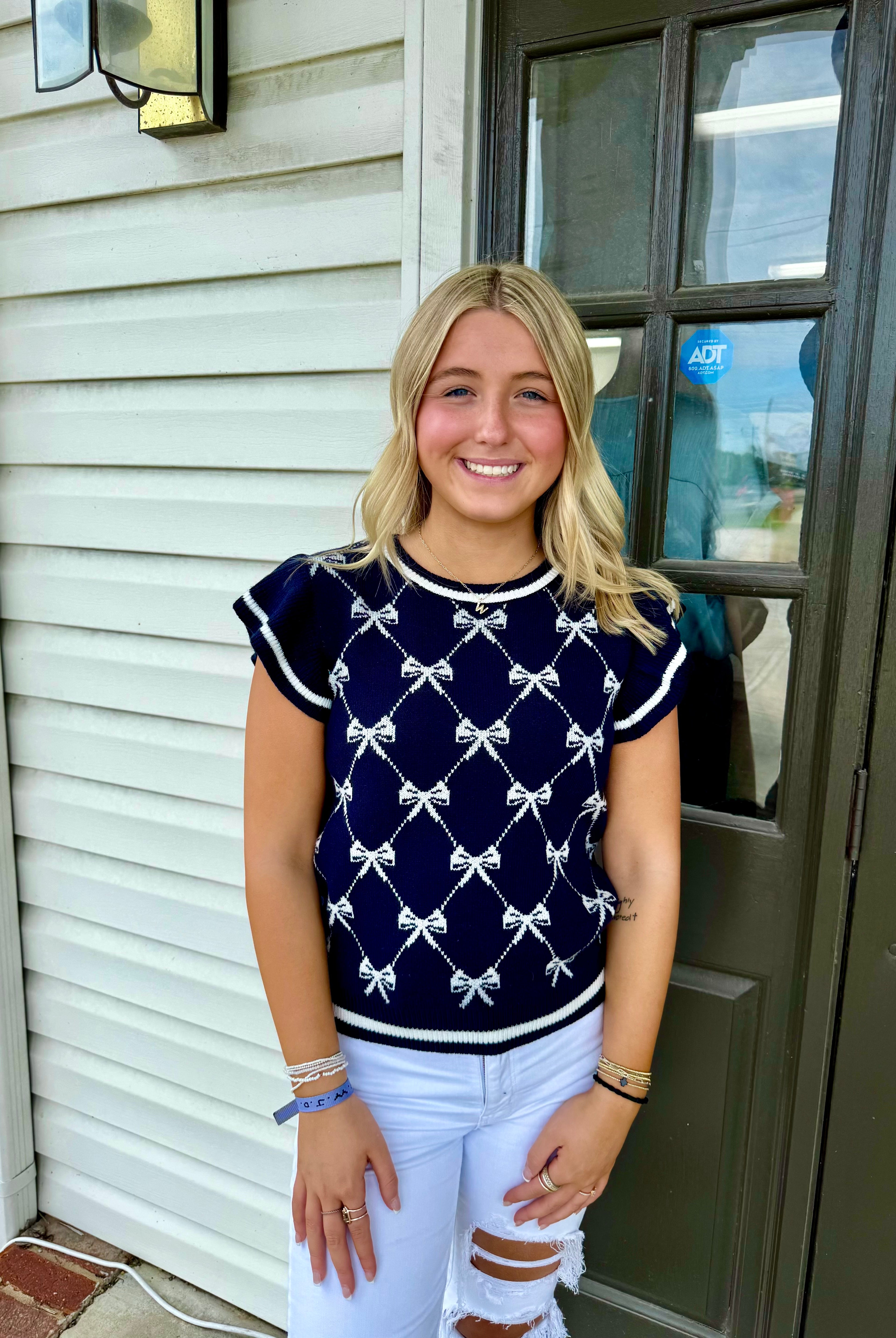 Almost All Bowed Up Top-Fashion Tops-Podos Boutique, a Women's Fashion Boutique Located in Calera, AL