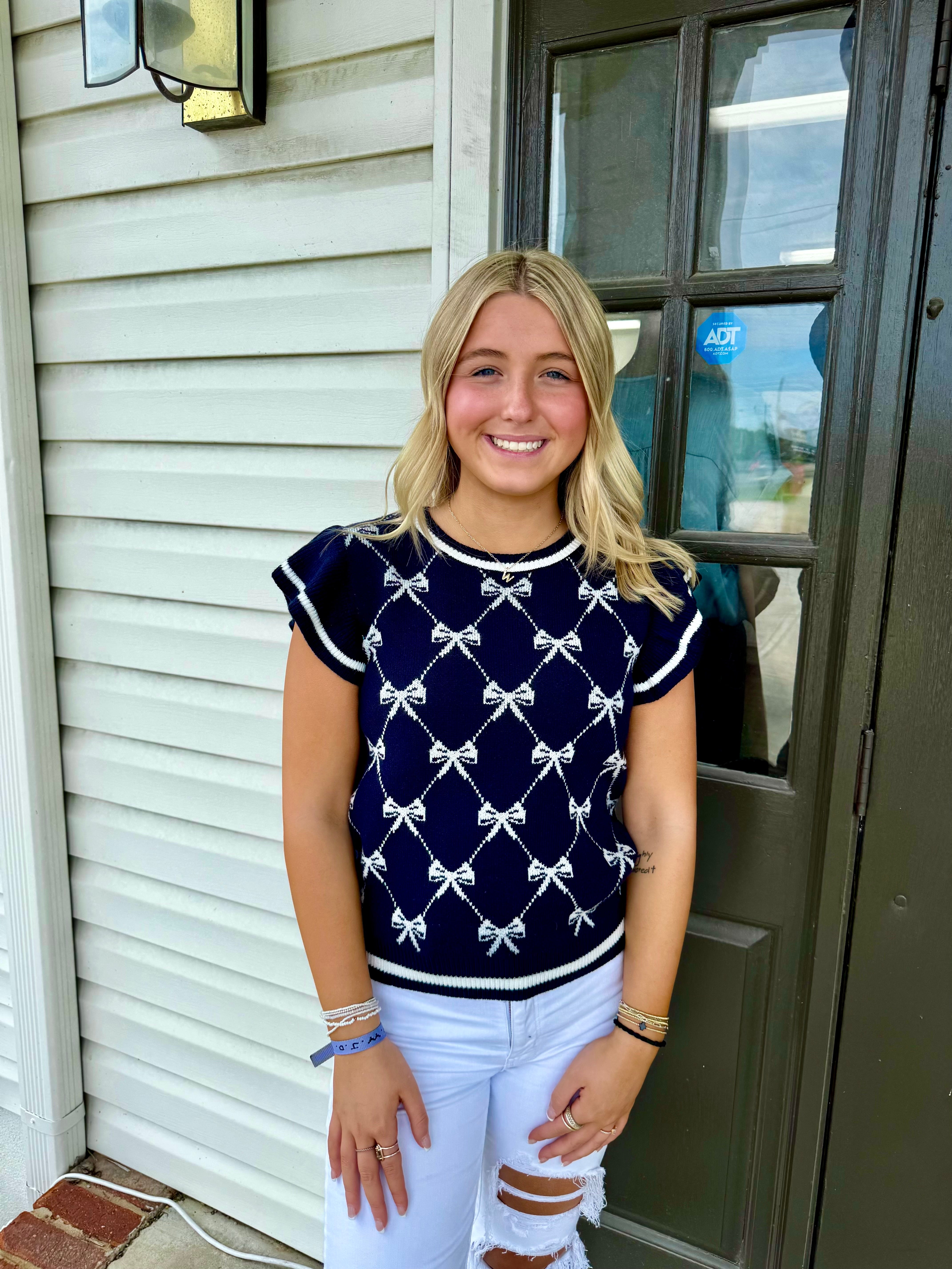 Almost All Bowed Up Top-Fashion Tops-Podos Boutique, a Women's Fashion Boutique Located in Calera, AL