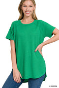 Melange Baby Waffle Top-Short Sleeves-Podos Boutique, a Women's Fashion Boutique Located in Calera, AL