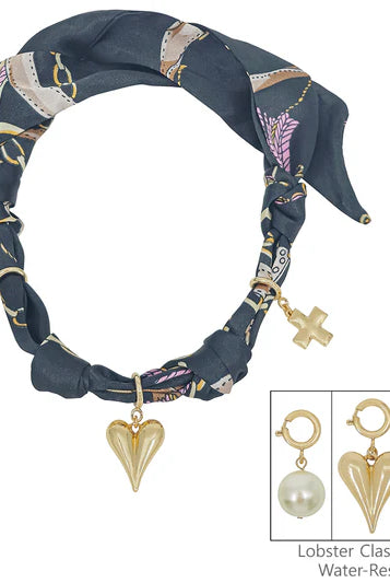Knotted Scarf Necklace - 3 Charms-Jewelry-Podos Boutique, a Women's Fashion Boutique Located in Calera, AL