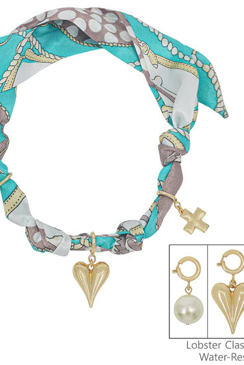 Knotted Scarf Necklace - 3 Charms-Jewelry-Podos Boutique, a Women's Fashion Boutique Located in Calera, AL