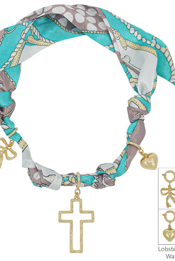 Knotted Scarf Necklace - 3 Charms-Jewelry-Podos Boutique, a Women's Fashion Boutique Located in Calera, AL