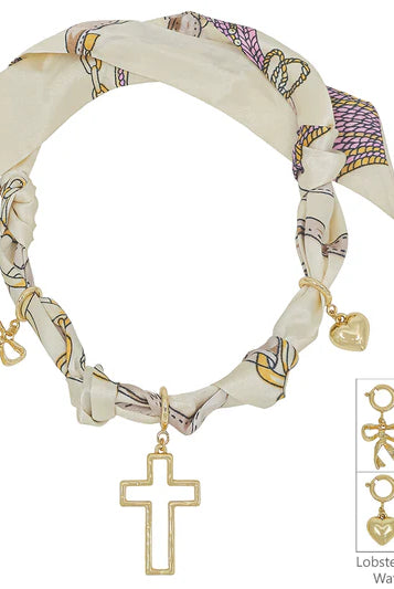 Knotted Scarf Necklace - 3 Charms-Jewelry-Podos Boutique, a Women's Fashion Boutique Located in Calera, AL