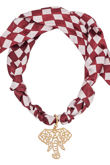 Game Day Scarf Necklace w/ Elephant Charm-Jewelry-Podos Boutique, a Women's Fashion Boutique Located in Calera, AL