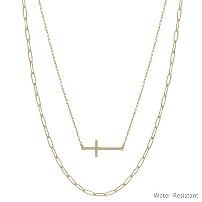 Cross Pendant Layered Necklace-Podos Boutique, a Women's Fashion Boutique Located in Calera, AL