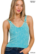 Washed Cropped padded tank-Tank Tops-Podos Boutique, a Women's Fashion Boutique Located in Calera, AL