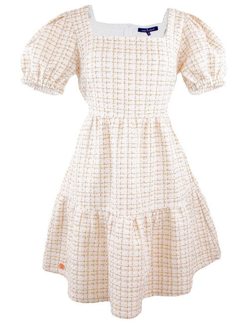 SS Ivory Tweed Dress-Podos Boutique, a Women's Fashion Boutique Located in Calera, AL