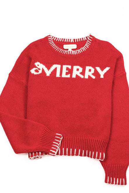 Simply Southern Merry Sweater-Sweaters-Podos Boutique, a Women's Fashion Boutique Located in Calera, AL