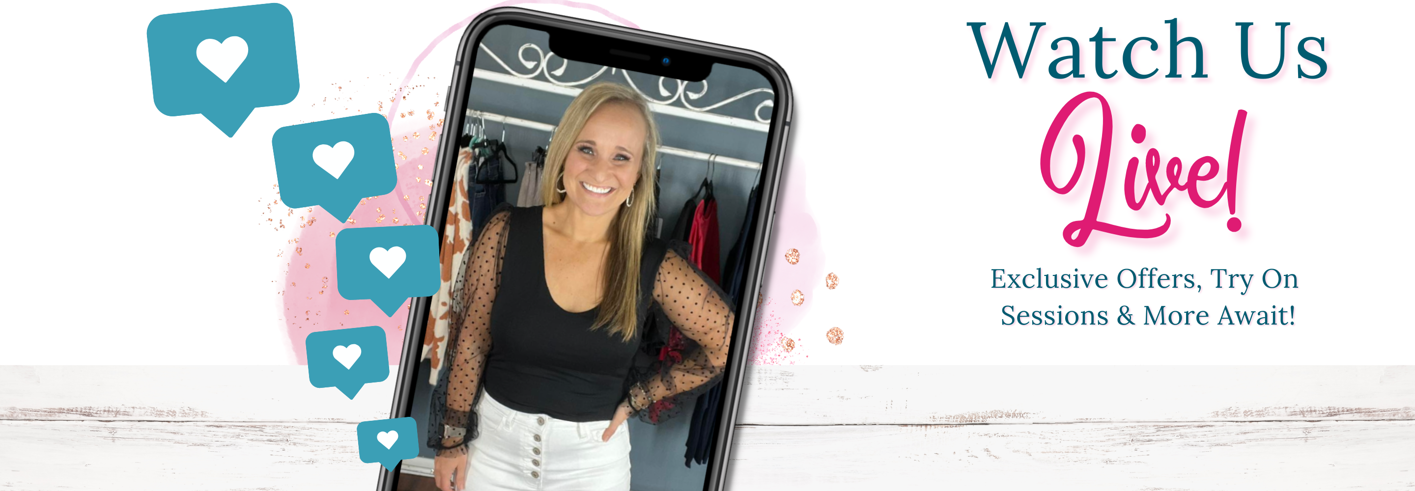 Watch us live! Exclusive offers, try on sessions & more await! | Podos Boutique