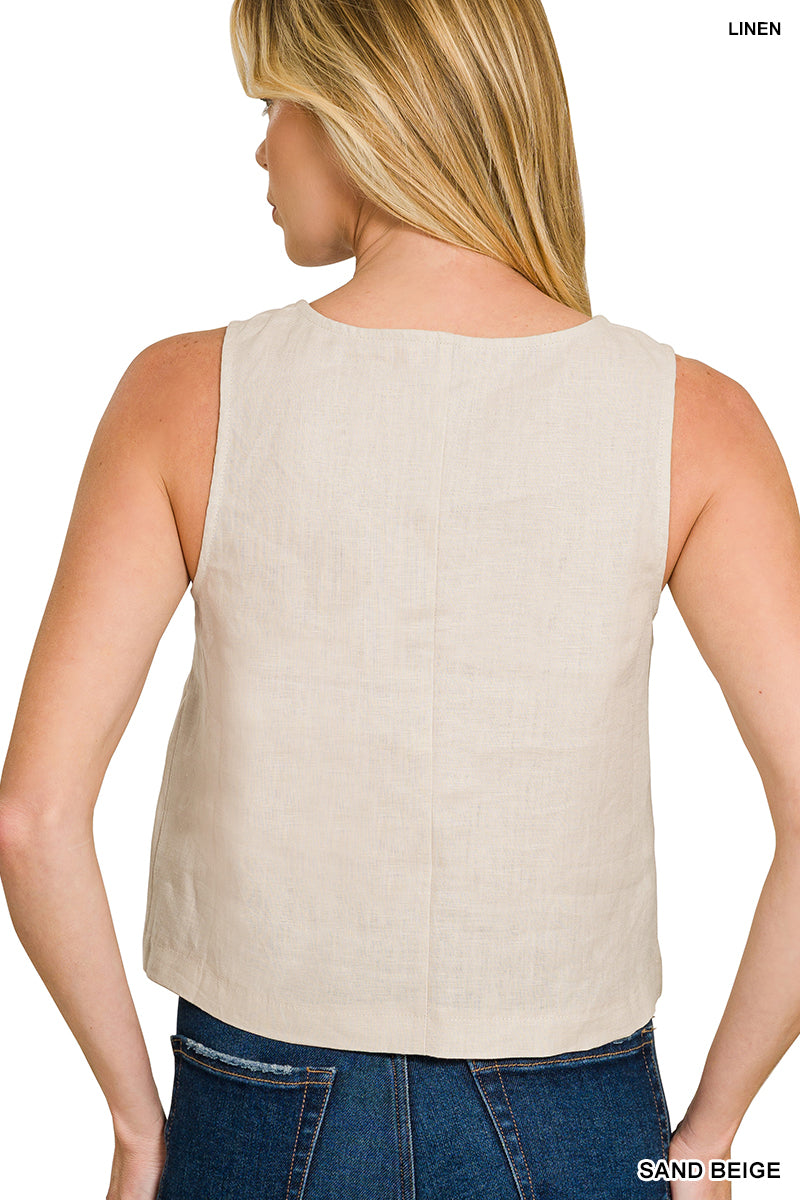 100% Linen Tank-Tank Tops-Podos Boutique, a Women's Fashion Boutique Located in Calera, AL