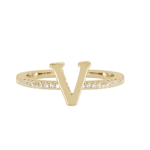 Maya J Love Letter Initial Ring-Podos Boutique, a Women's Fashion Boutique Located in Calera, AL