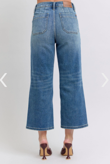JB HW Utility Pocks Crop Wide-Jeans-Podos Boutique, a Women's Fashion Boutique Located in Calera, AL