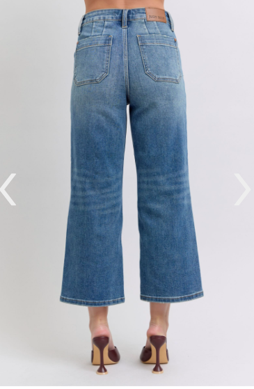 JB HW Utility Pocks Crop Wide-Jeans-Podos Boutique, a Women's Fashion Boutique Located in Calera, AL