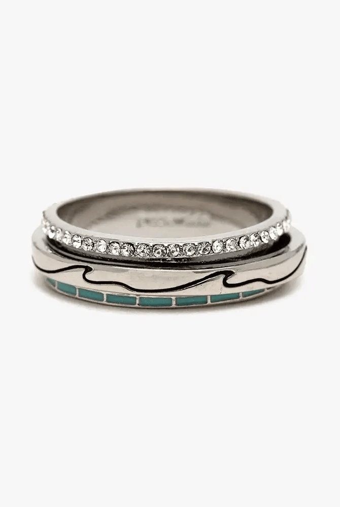 Turquoise Wave Fidget Ring-Jewelry-Podos Boutique, a Women's Fashion Boutique Located in Calera, AL