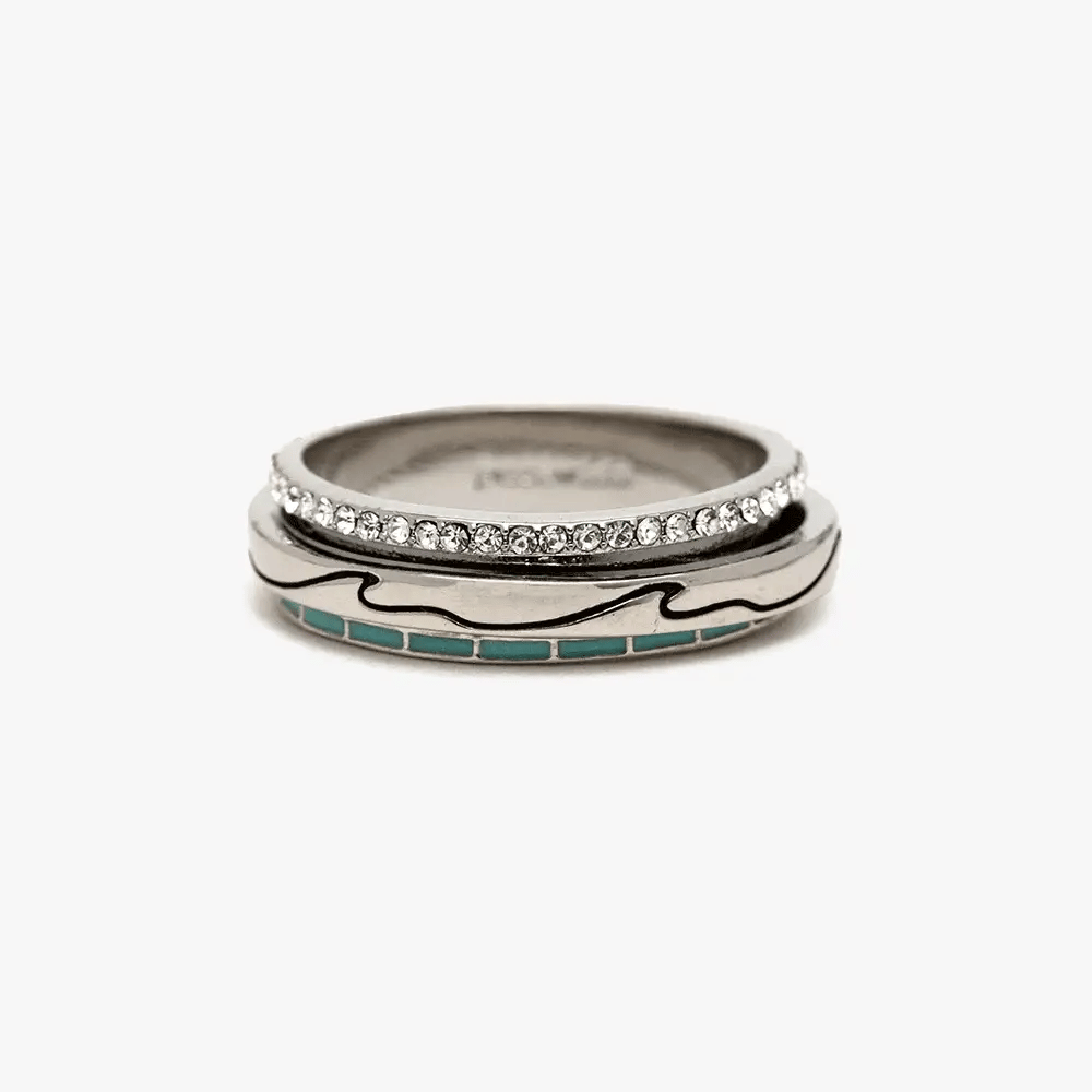 Turquoise Wave Fidget Ring-Jewelry-Podos Boutique, a Women's Fashion Boutique Located in Calera, AL