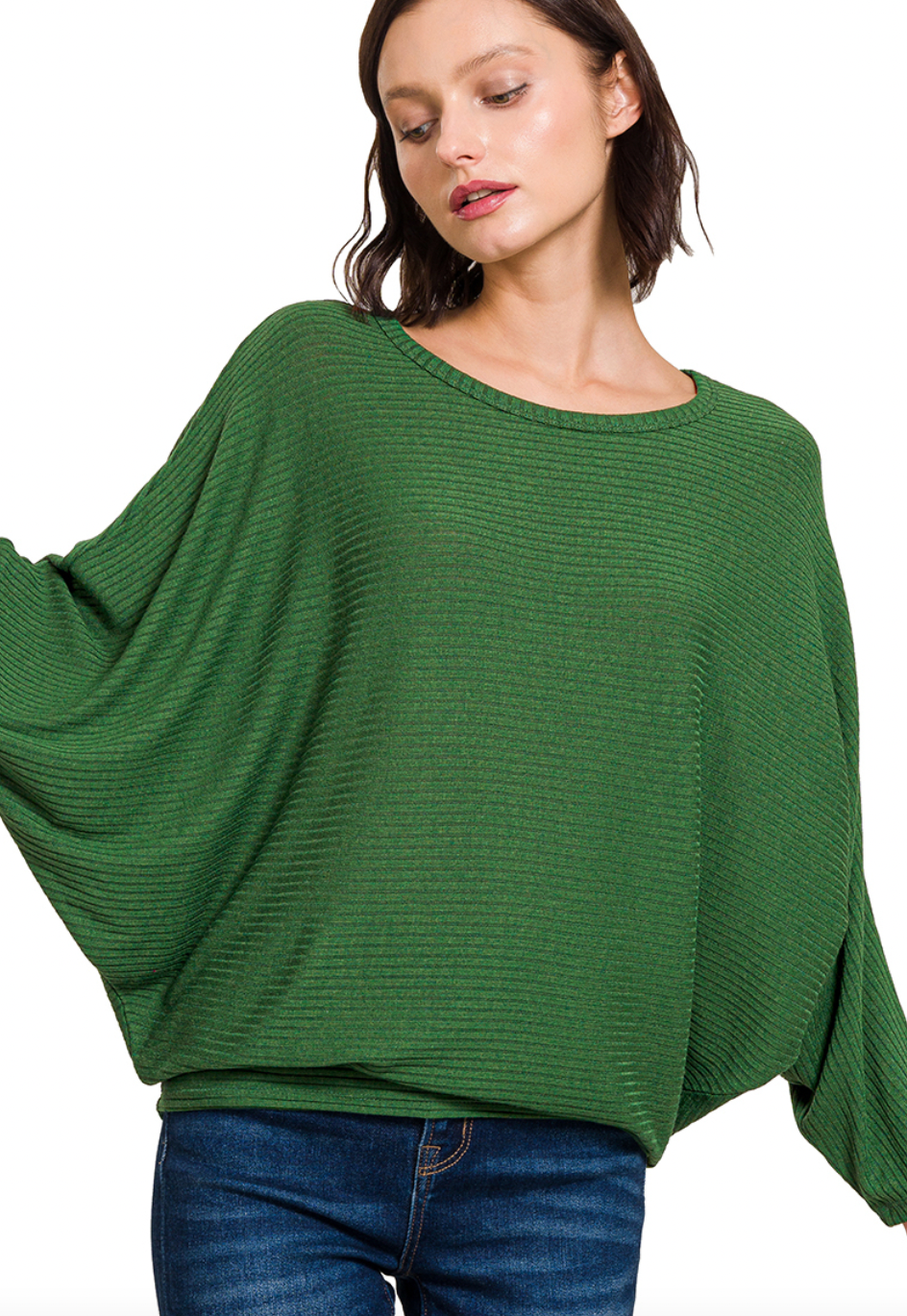 Ribbed Batwing Boatneck Sweater-Apparel & Accessories-Podos Boutique, a Women's Fashion Boutique Located in Calera, AL