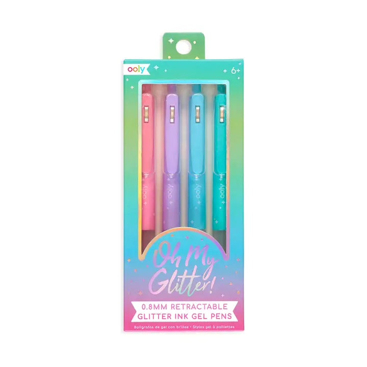 Oh My Glitter! Retractable Glitter Gel Pens Set of 4-Stationary-Podos Boutique, a Women's Fashion Boutique Located in Calera, AL