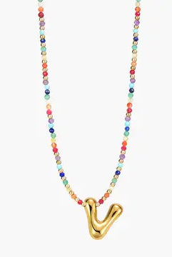 Rainbow Bubble Letter Necklace-Jewelry-Podos Boutique, a Women's Fashion Boutique Located in Calera, AL