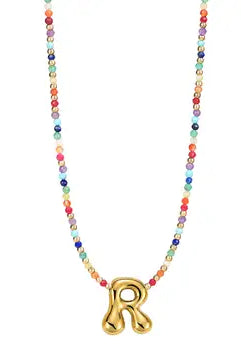 Rainbow Bubble Letter Necklace-Jewelry-Podos Boutique, a Women's Fashion Boutique Located in Calera, AL