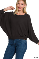 Ribbed Batwing Boatneck Sweater-Sweaters-Podos Boutique, a Women's Fashion Boutique Located in Calera, AL