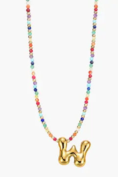 Rainbow Bubble Letter Necklace-Jewelry-Podos Boutique, a Women's Fashion Boutique Located in Calera, AL