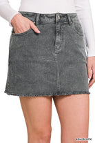 Acid Wash Frayed Hem Skirt-Skirts-Podos Boutique, a Women's Fashion Boutique Located in Calera, AL