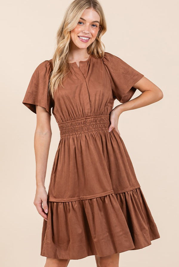 Pretty In Mocha Dress-Short Dresses-Podos Boutique, a Women's Fashion Boutique Located in Calera, AL