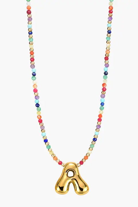 Rainbow Bubble Letter Necklace-Jewelry-Podos Boutique, a Women's Fashion Boutique Located in Calera, AL