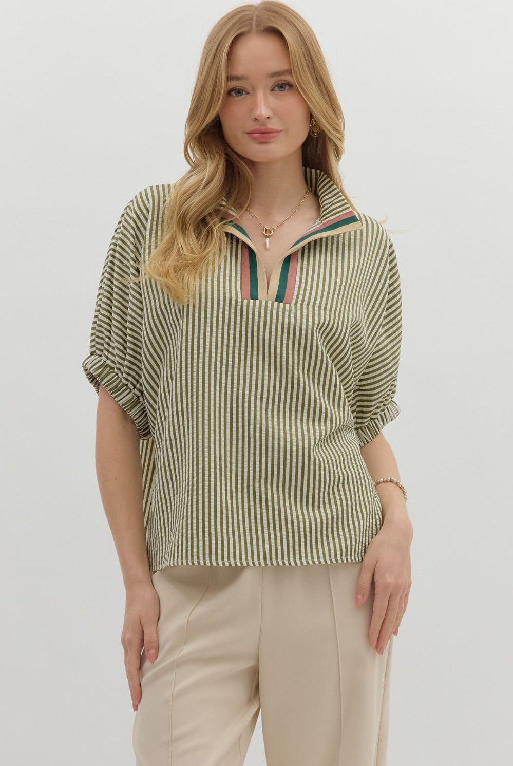 Pretty In Stripes Top-Fashion Tops-Podos Boutique, a Women's Fashion Boutique Located in Calera, AL