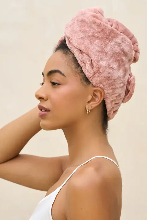 Terracotta Plush Microfiber Hair Towel Turban-Hair Accessories-Podos Boutique, a Women's Fashion Boutique Located in Calera, AL