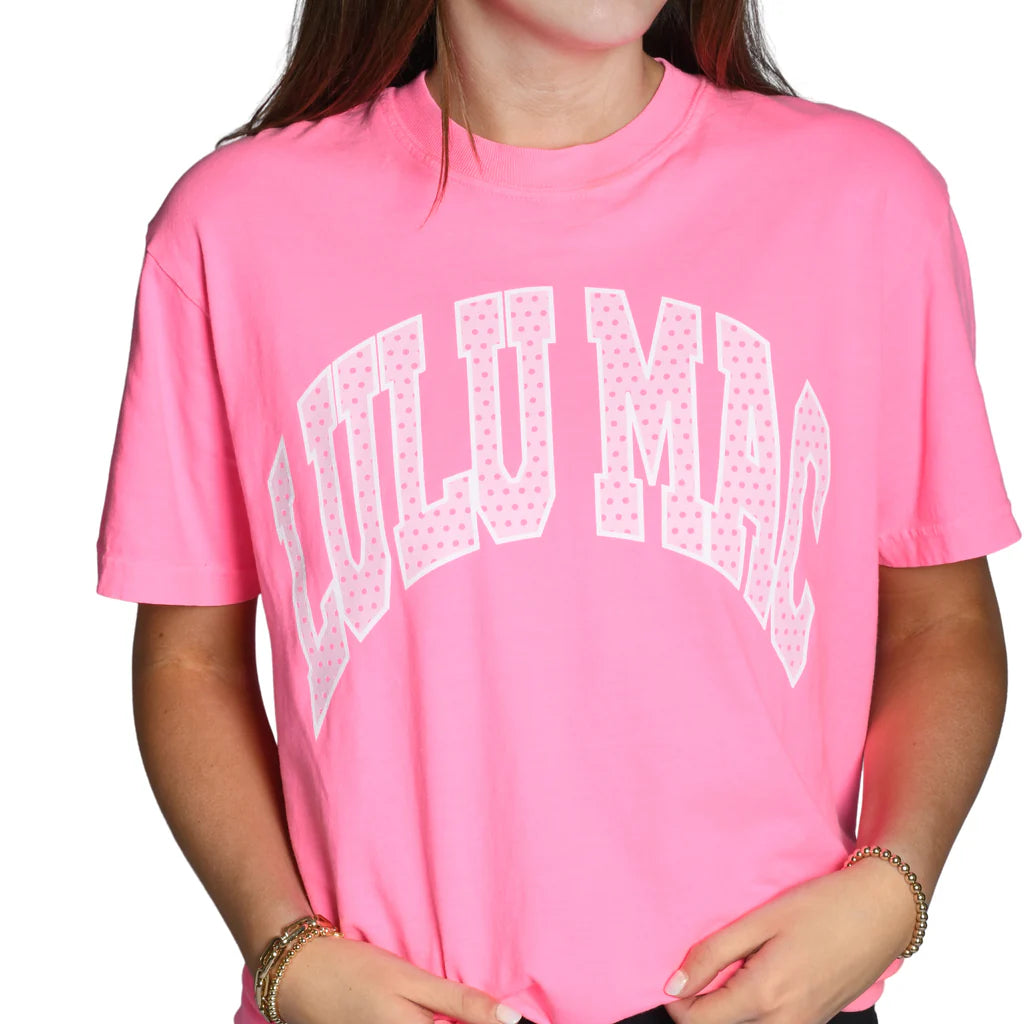 Lulu Mac Polka Dot Tee-Graphic Tees-Podos Boutique, a Women's Fashion Boutique Located in Calera, AL
