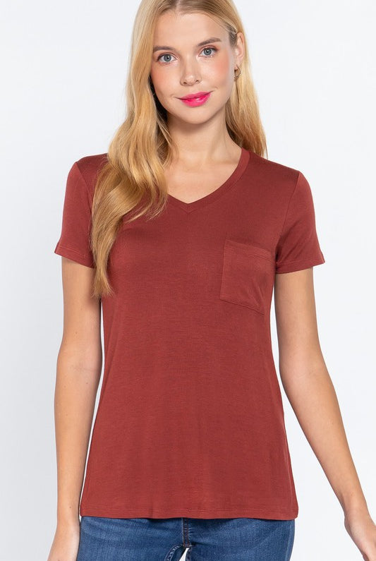Debbie Pocket T-Short Sleeves-Podos Boutique, a Women's Fashion Boutique Located in Calera, AL