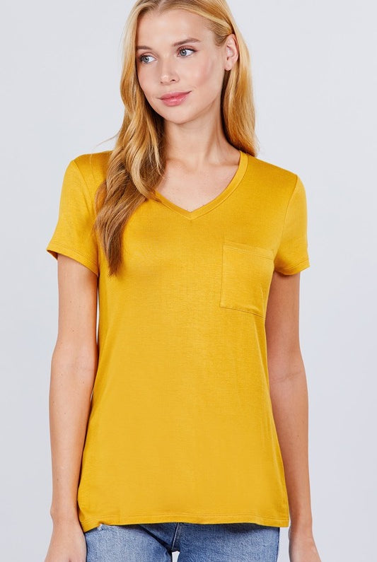 Debbie Pocket T-Short Sleeves-Podos Boutique, a Women's Fashion Boutique Located in Calera, AL