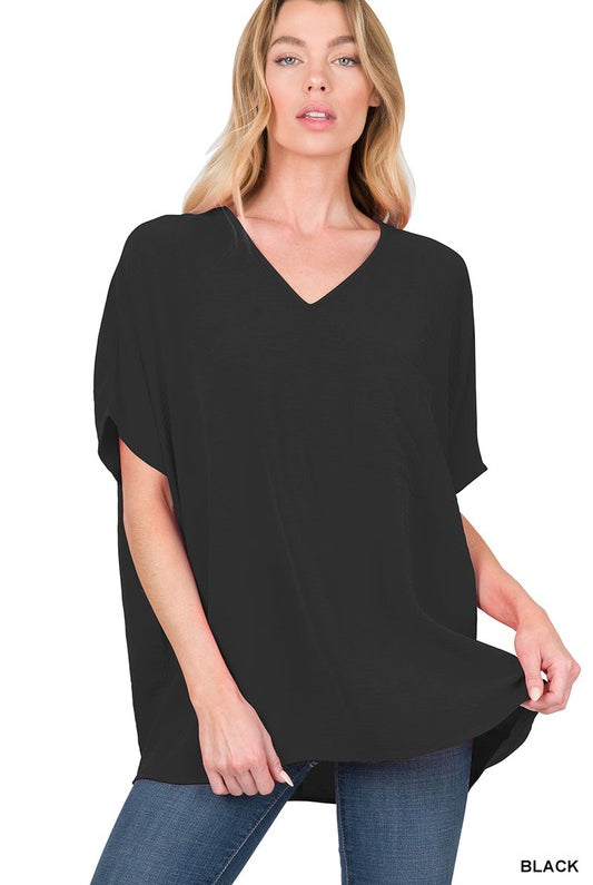 Airflow V-Neck Dolman Top-Short Sleeves-Podos Boutique, a Women's Fashion Boutique Located in Calera, AL