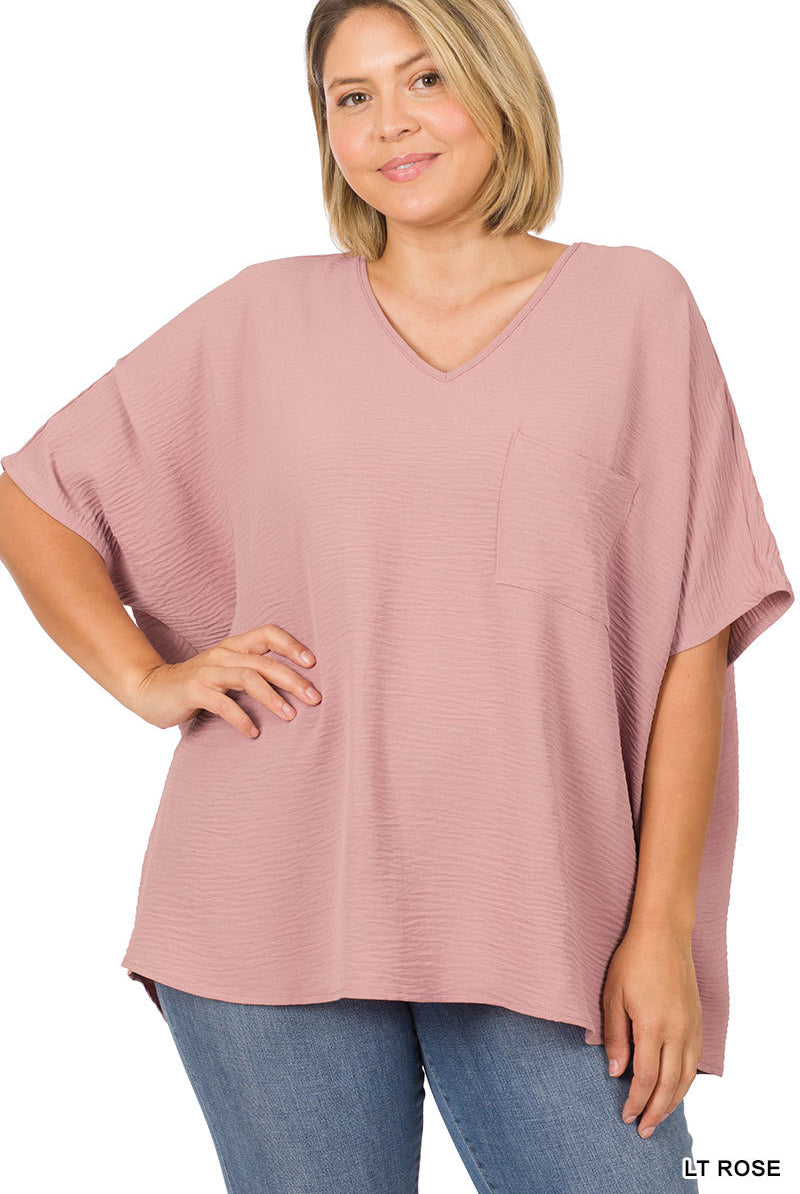 V-Neck Dolman SS Top PLUS-Short Sleeves-Podos Boutique, a Women's Fashion Boutique Located in Calera, AL