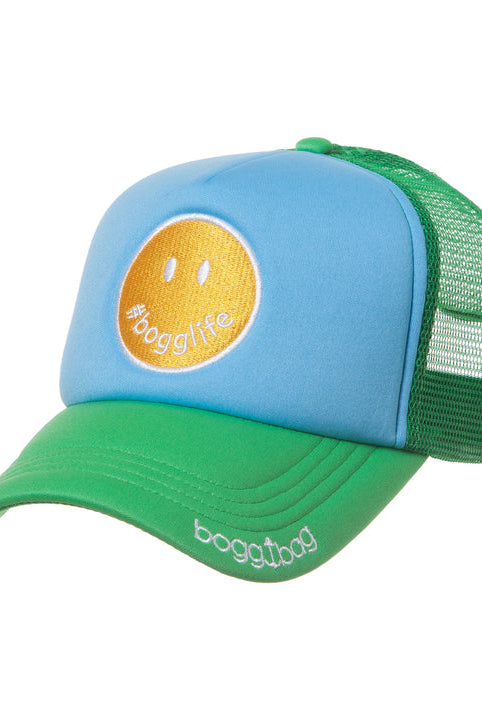 Smiley Trucker Hat-Hats-Podos Boutique, a Women's Fashion Boutique Located in Calera, AL