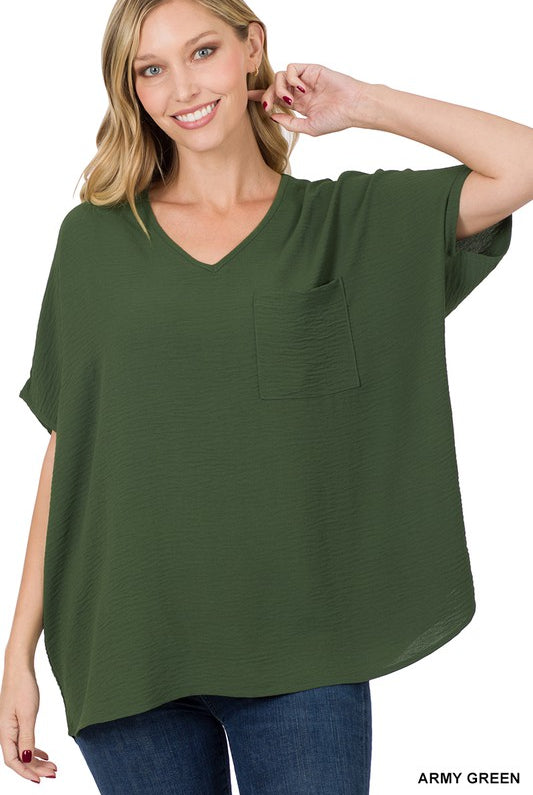 Air Flow V-Neck Dolman-Short Sleeves-Podos Boutique, a Women's Fashion Boutique Located in Calera, AL