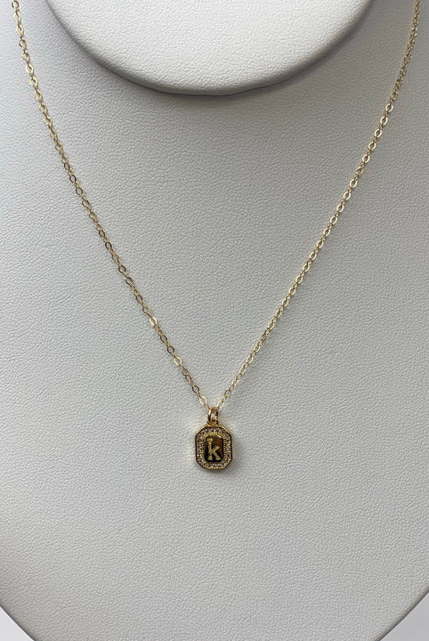 Dainty Square Initial NK-Necklaces-Podos Boutique, a Women's Fashion Boutique Located in Calera, AL