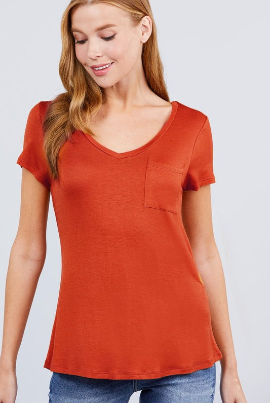 Debbie Pocket T-Short Sleeves-Podos Boutique, a Women's Fashion Boutique Located in Calera, AL