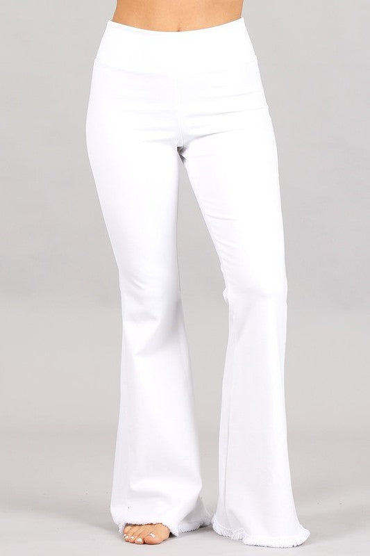 Flared, Frayed Hem Pull-on Pants-Apparel & Accessories-Podos Boutique, a Women's Fashion Boutique Located in Calera, AL