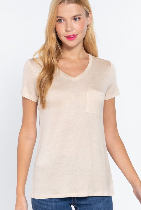 Debbie Pocket T-Short Sleeves-Podos Boutique, a Women's Fashion Boutique Located in Calera, AL