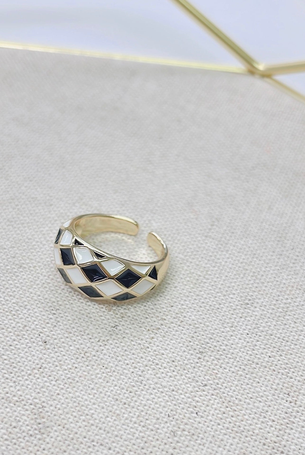 Black White Checkered RG - OS-Rings-Podos Boutique, a Women's Fashion Boutique Located in Calera, AL