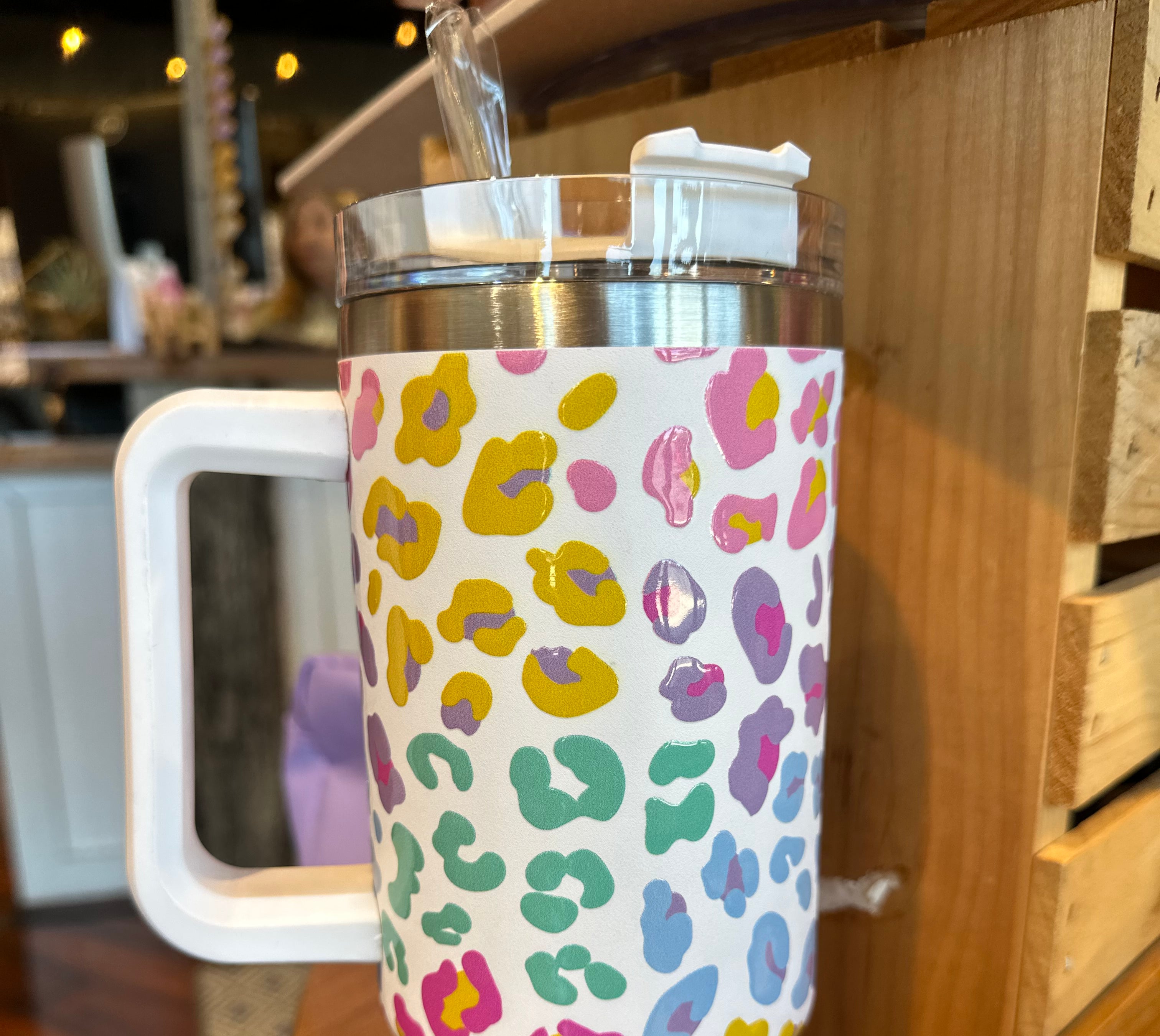 Katydid Tumbler Cup with Handle-Drinkware-Podos Boutique, a Women's Fashion Boutique Located in Calera, AL