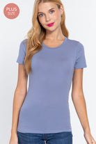 PLUS Jersey Crew Top-Short Sleeves-Podos Boutique, a Women's Fashion Boutique Located in Calera, AL